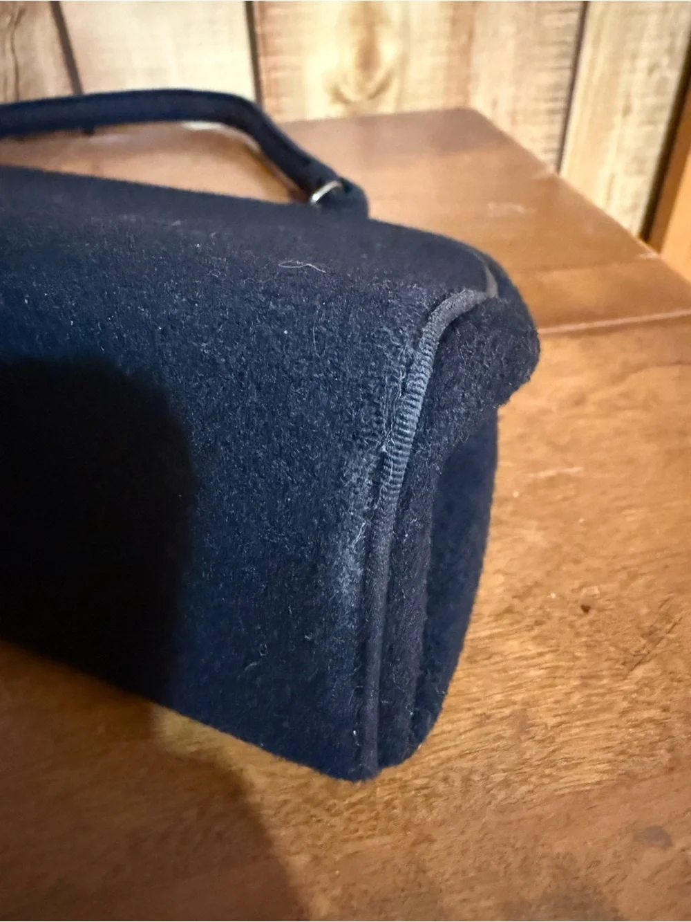Classic vintage Black Top-Handle Felt Women's Bag